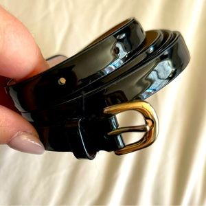 J Crew skinny black patent leather belt